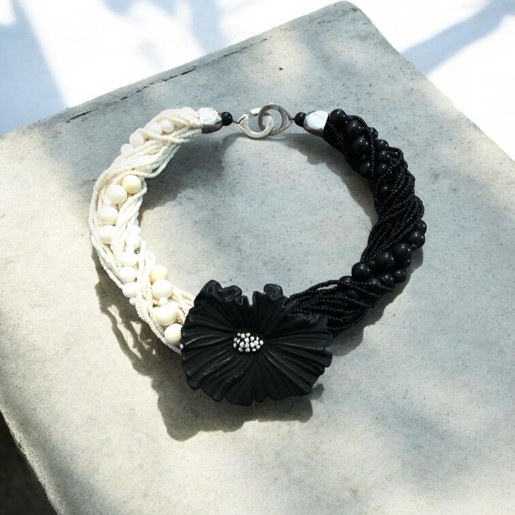 Rare Signed Les Bernard Multi-Strand Flower Choker Necklace Earrings 249$